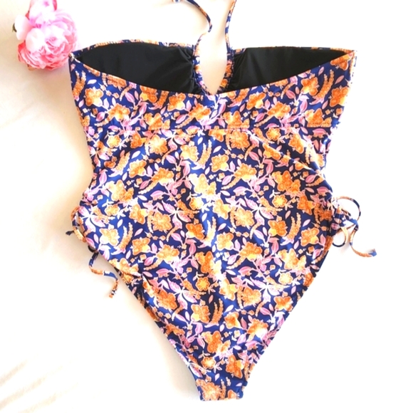 JCREW Floral Halter Cutout One-piece Swimsuit Size 20 - Picture 7 of 9